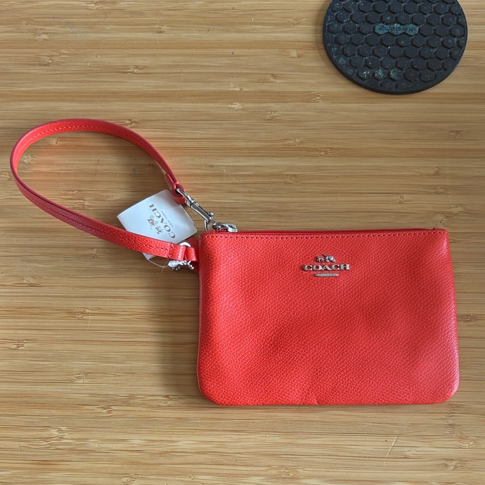 Coach Vibrant Red Leather Wristlet